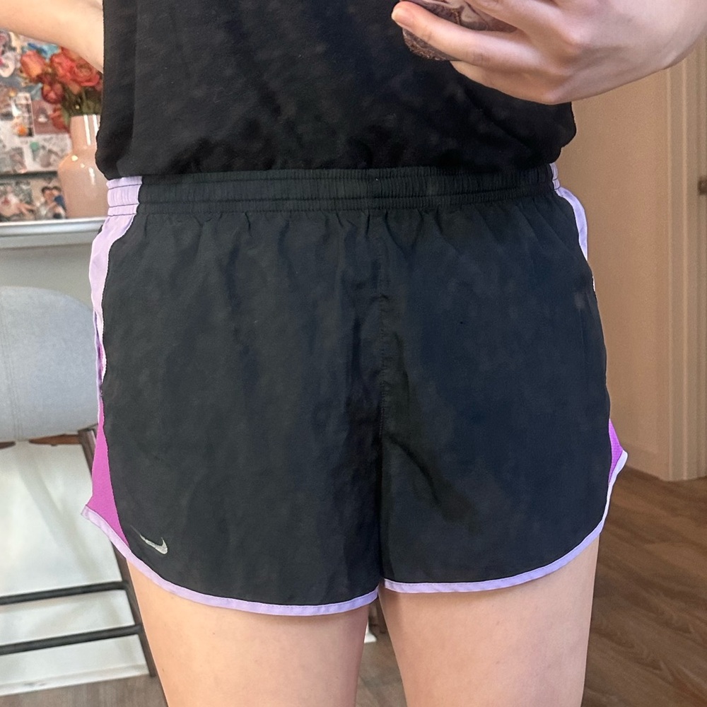 Nike Black and Purple Athletic Shorts Lightweight Moisture-Wicking